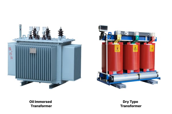 Dry type and oil transformer internal structure