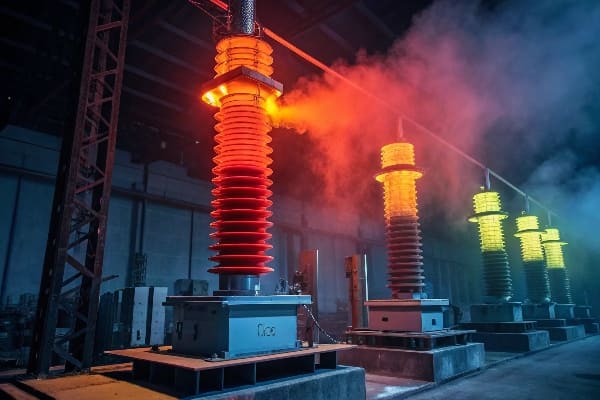 Thermal image of transformer bushing