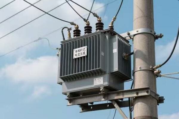 Single phase pole mounted transformer with lightning protection