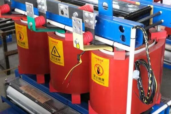 Three phase pad mounted transformer in industrial setting
