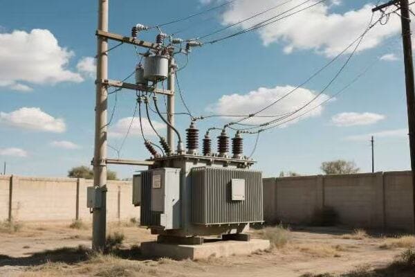 Transformer connected to solar and wind farm