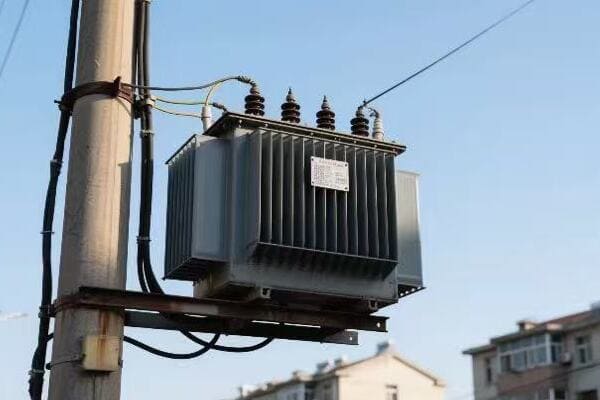 Distribution transformer with solar panels and wind turbines