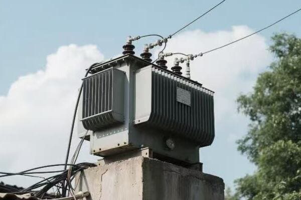 Distribution transformer undergoing testing