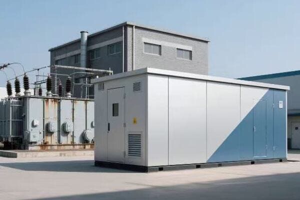 Image comparing compact and conventional substation layouts side by side