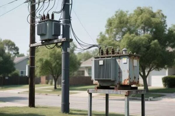 Lightning strike near a power pole transformer