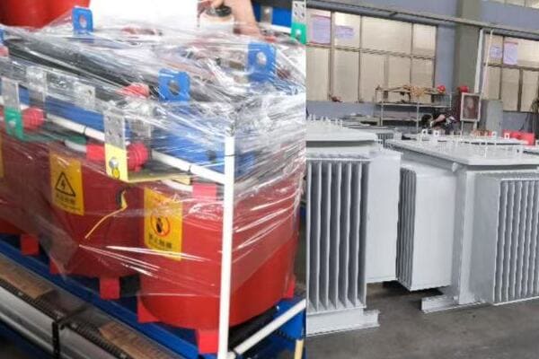Comparison chart of oil immersed vs dry-type transformers highlighting pros and cons