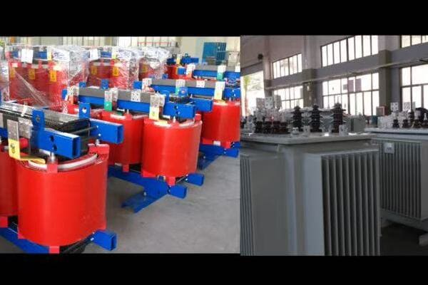 Image comparing oil immersed and dry-type transformers side by side