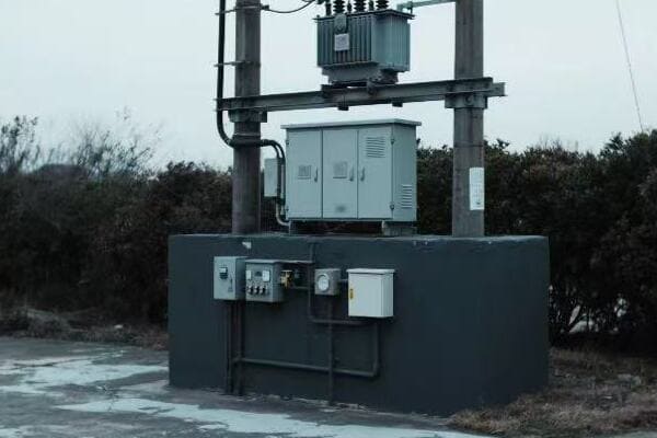 Technician inspecting transformer connections