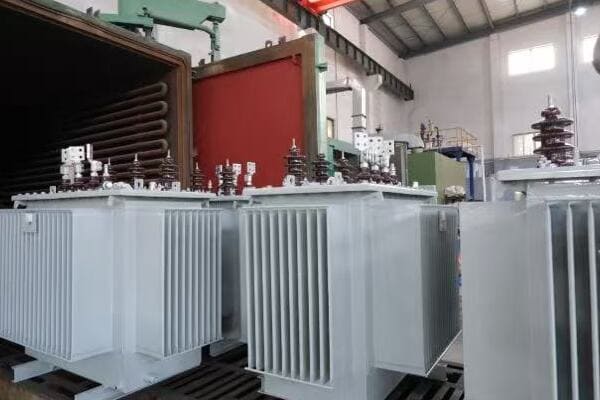 Image of a utility transformer in a substation