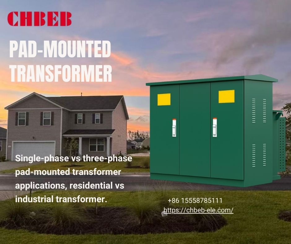 Pad-mounted transformer on concrete pad