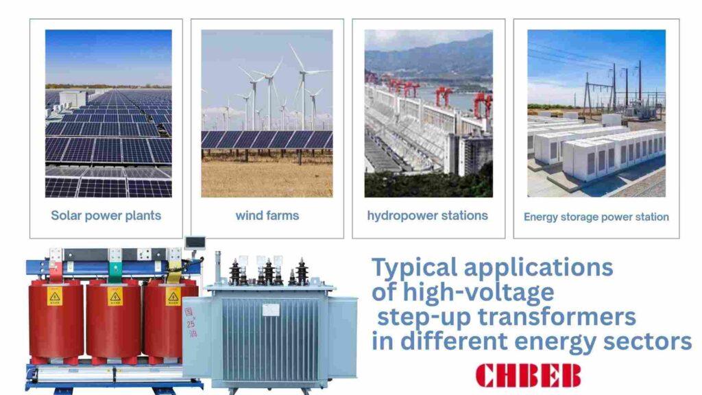 Typical applications of high-voltage step-up transformers in different energy sectors