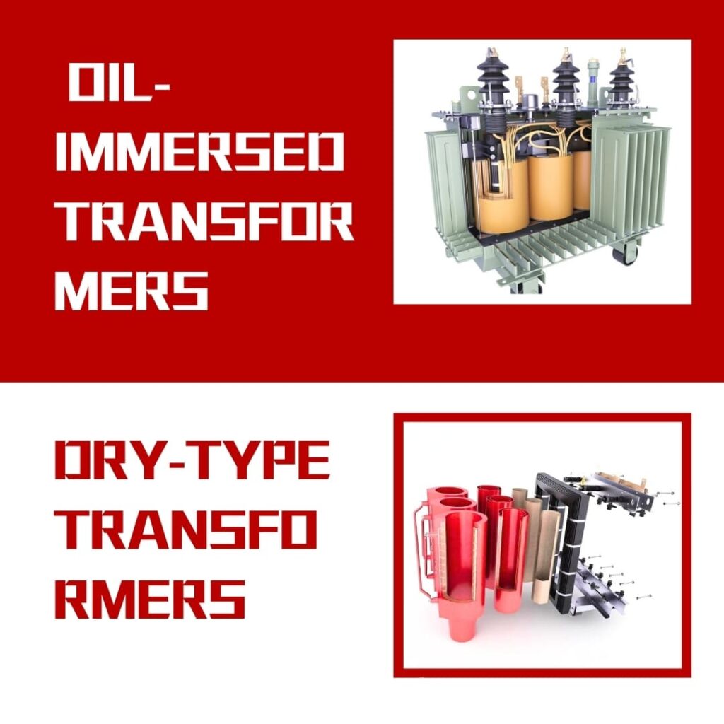 dry type vs oil-filled transformer comparison diagram, transformer types illustration