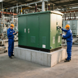 Pad-mounted transformer installation on concrete foundation