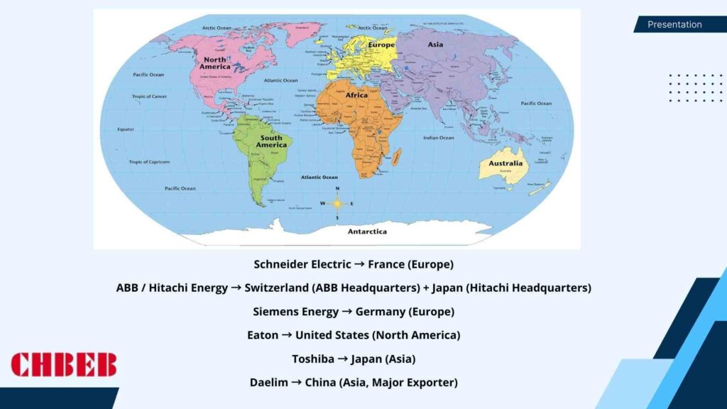 World map with transformer manufacturers