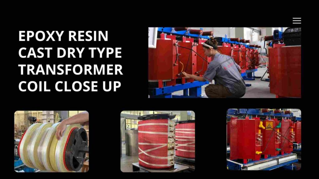 epoxy resin cast dry type transformer coil close up
