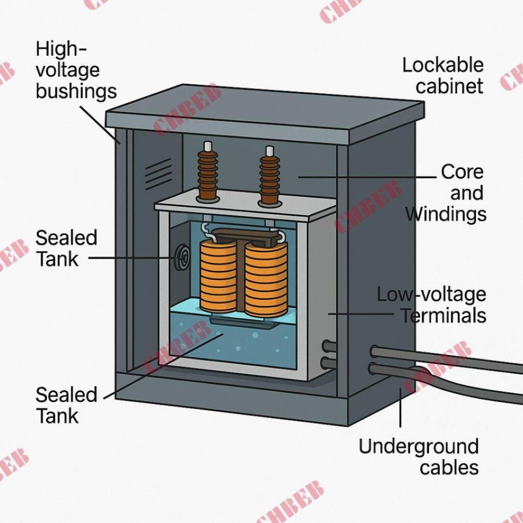 pad-mounted transformer cutaway diagram