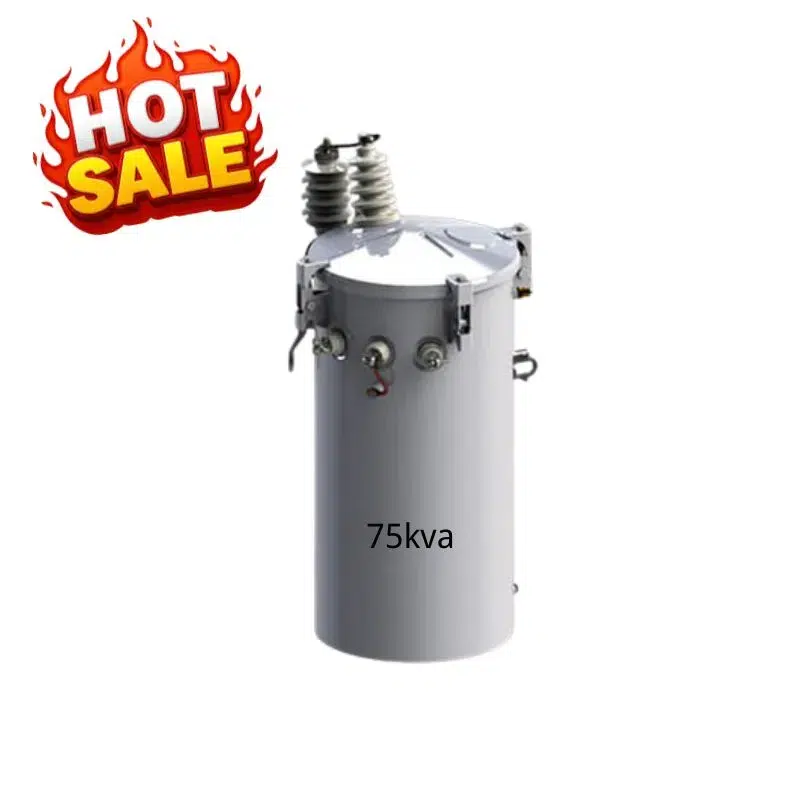 75 kVA pole mounted transformer for small load distribution, rural power supply, and remote overhead line applications.